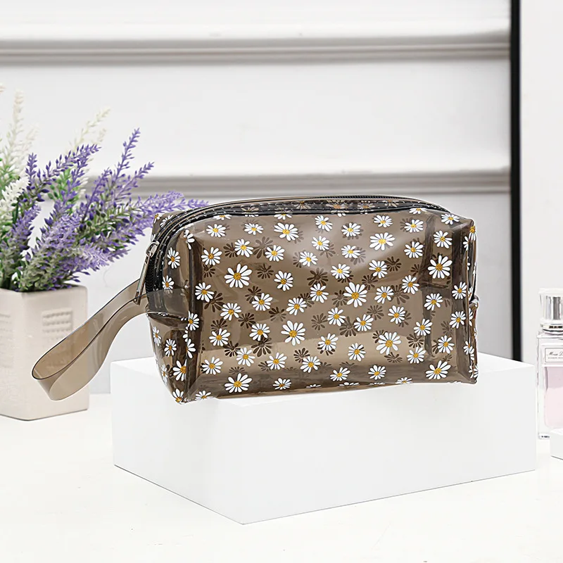 

yaeshii Amazon Private Label Black See Through Mesh Eyelash Print Cosmetics Makeup Bags,clear makeup bag with zipper, Daisy print