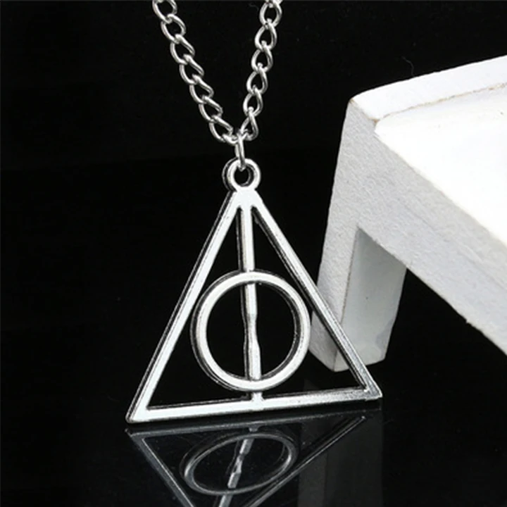 

Hot Sale Sterling Silver Necklaces Deathly Hallows Pendant Necklace Triangle Necklaces for Women, As picture