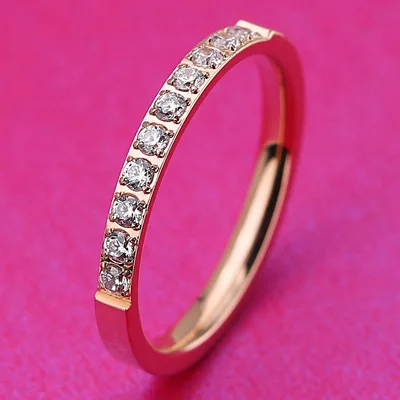 

Korean fashion titanium steel rose gold full diamond ring stainless steel simple creative zircon couple female ring jewelry