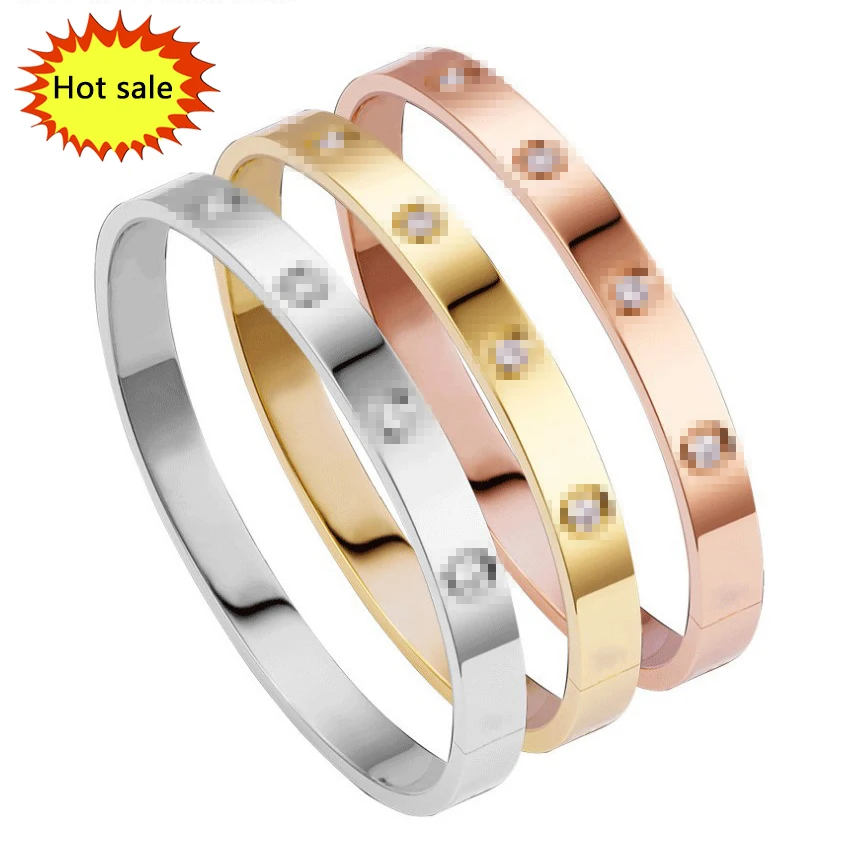 

2021 Wholesale fashion brand jewelry 316L stainless steel bracelet simple fashion jewelry Rhinestone bracelet
