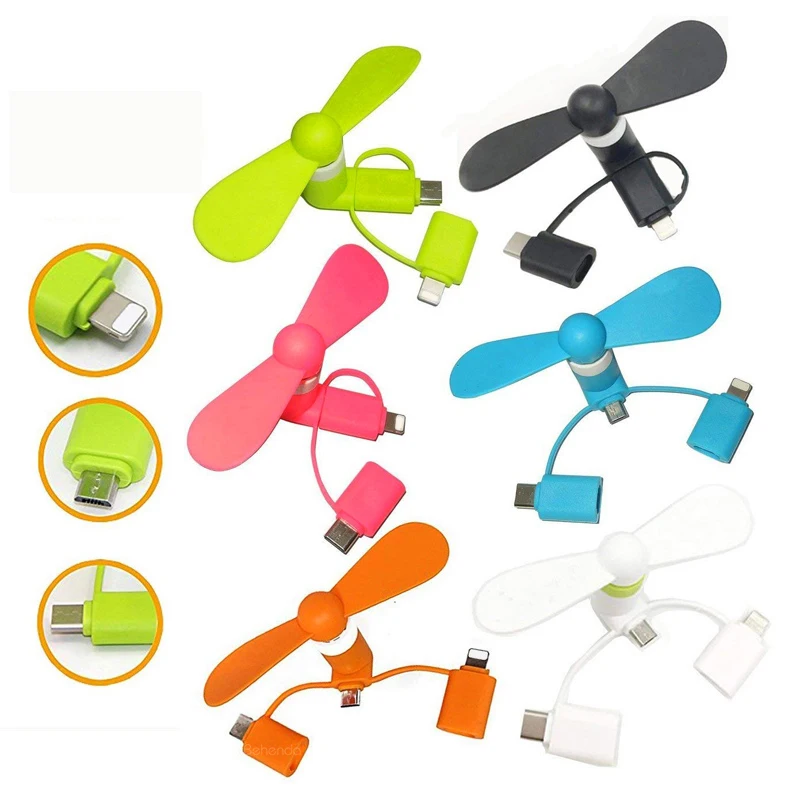 3 in 1 USB mini Fan Custom Logo Promotional Gifts Portable Phone Fan for iPhone Android mobile phones.jpg