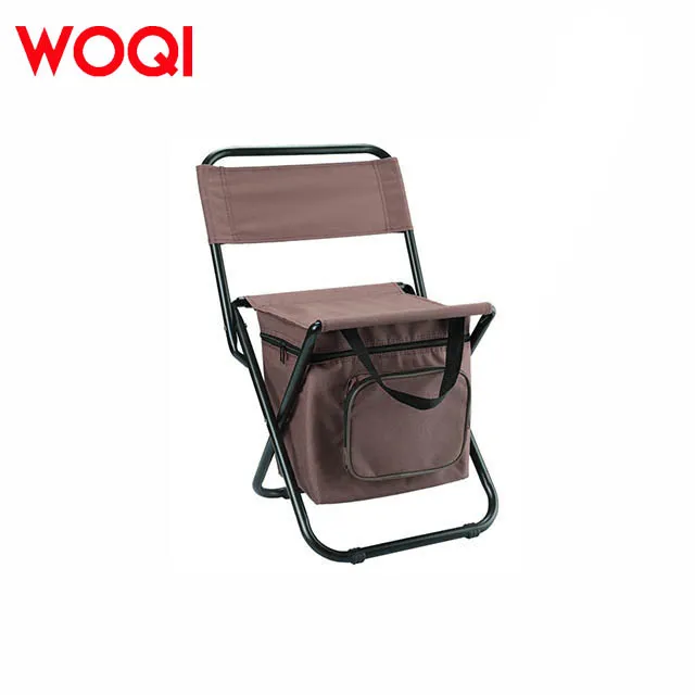 WOQI Portable Folding Chair Cooler Bag Modern Outdoor Furniture for Camping and Backpacking Metal Material