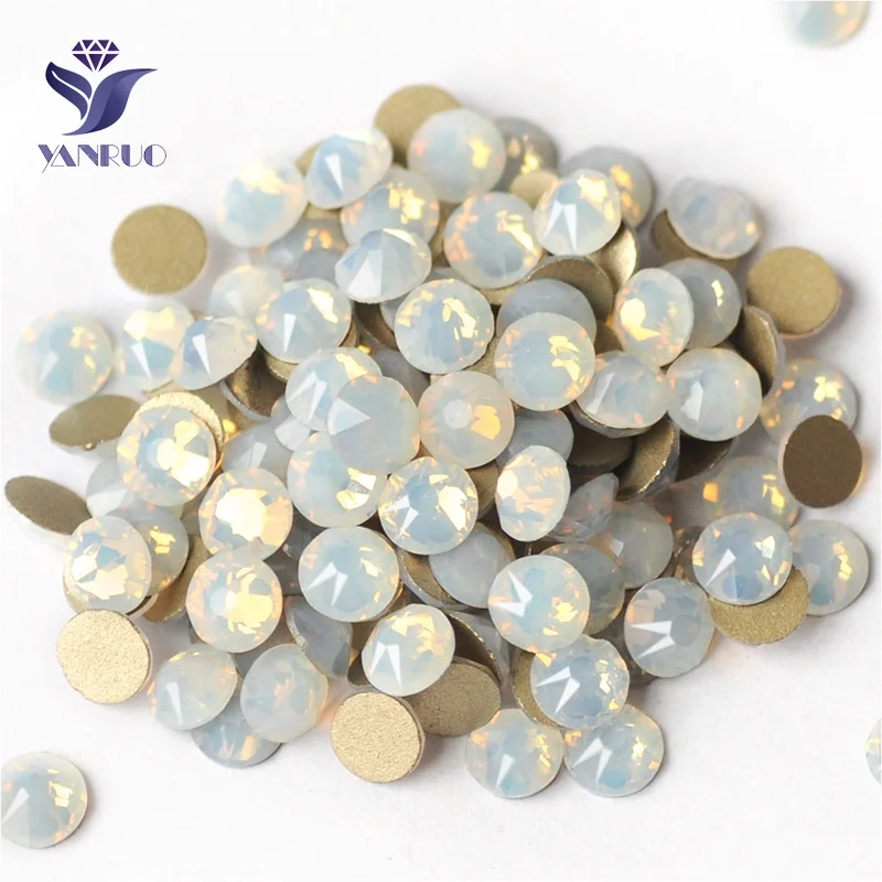 

YANRUO Superior Quality 16 Cuts Facets White Opal Non Hotifx Strass loose rhinestones for jewelry making, 234 white opal