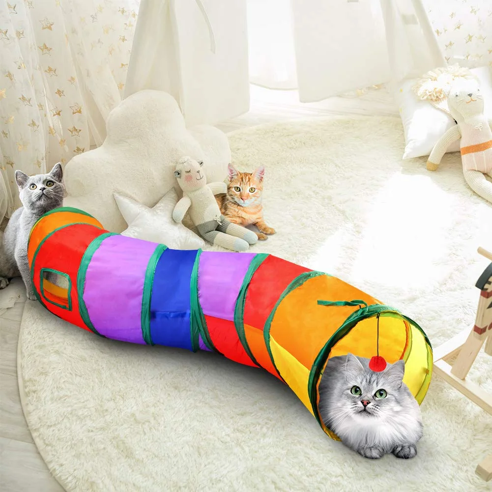 

Pet Cat Tunnel Collapsible 3 Way InteractiPlay Toy Tube Indoor Outdoor Fun Supplies Products for Cats Rabbits Kittens Dogs