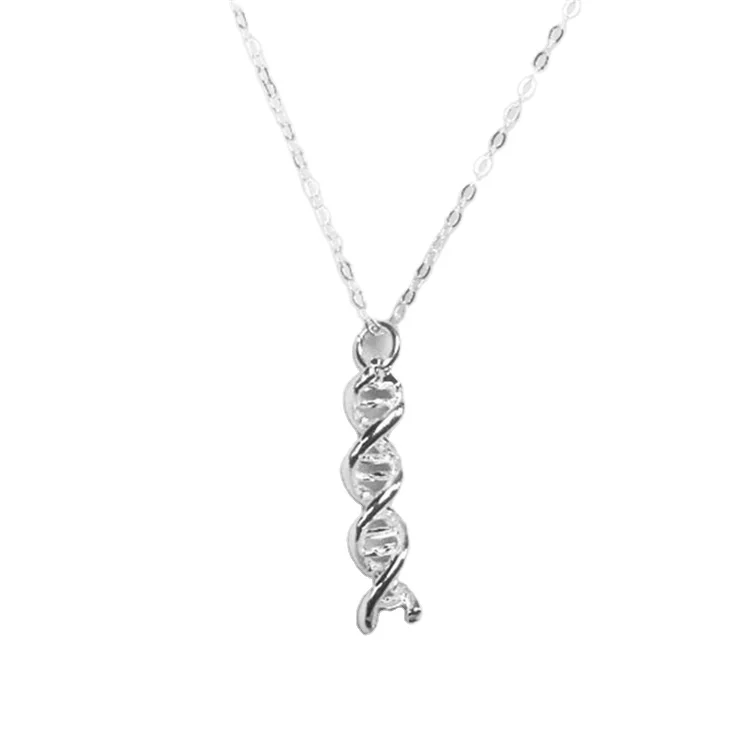 

New Design Silver Gold DNA Double Helical Structure Pendant Necklace Pendant Chains Fashion Jewelry for Women Gift
