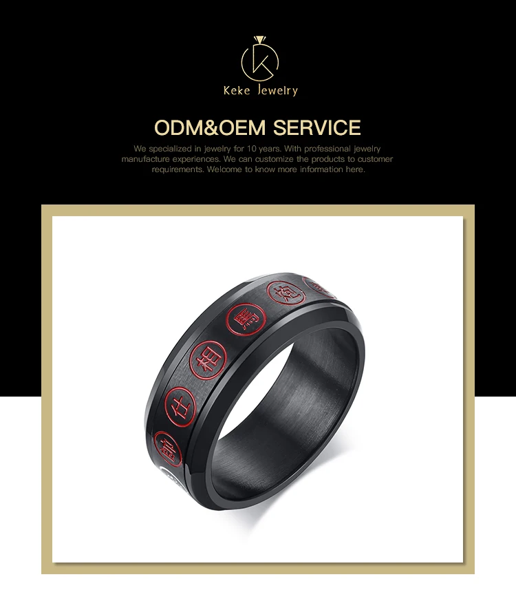 Custom Jewelry Blanks Men's Titanium Steel Black Ring Titanium & stainless Steel Jewelry Rings