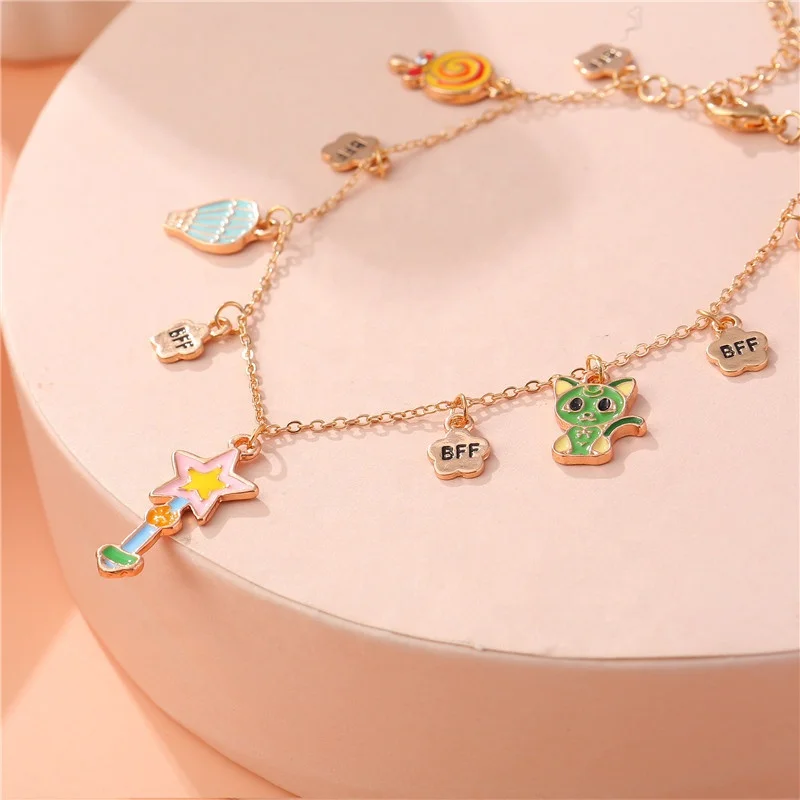 

Sweet And Popular Cartoon Fairy Colorful Adjustable Gold-plated Text Cute Charm Bracelet Lucky Star Chain Bracelet, Picture shows