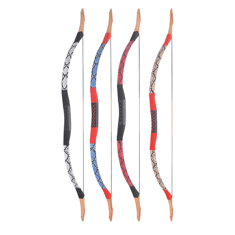 

Factory direct sales python traditional bow and arrow archery equipment archery traditional wood bow, White/red/blue/brown