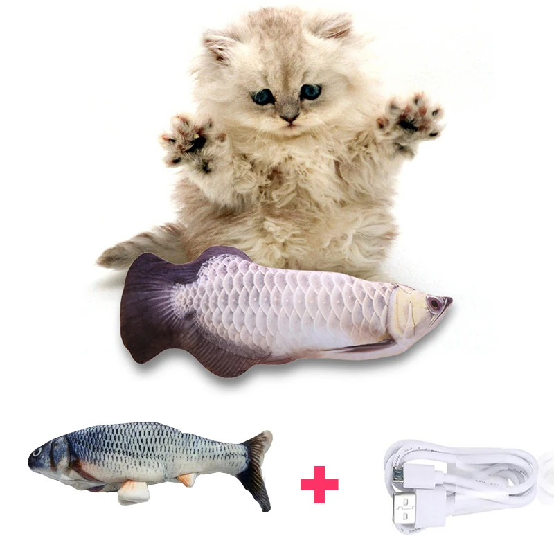 

Catnip Cat Fish Toy Fish Plush Interactive Cat Toy Chew Pillow Pet Electric Cat Toy, Mix color