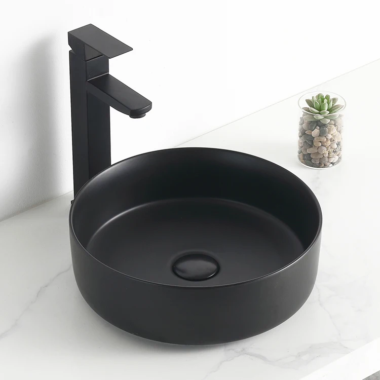 

Matt Black Customized Round Hand Wash Basin European Standard Style Ceramic vaso sanitario Wash Basin, Customized color