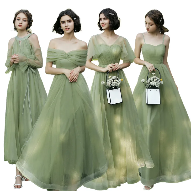 

2020 new slim Korean style one-shoulder bridesmaid evening Elegant Multiple Colour dress banquet suit Vestidos Mujer Verano