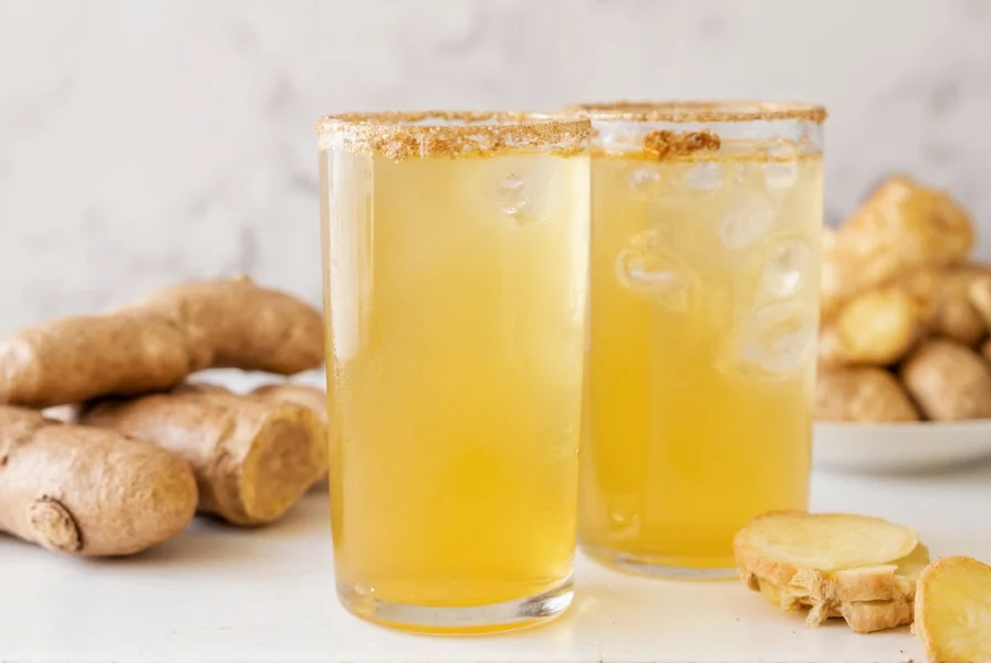 Fresh ginger root being juiced for ginger shots with lemon and honey ingredients
