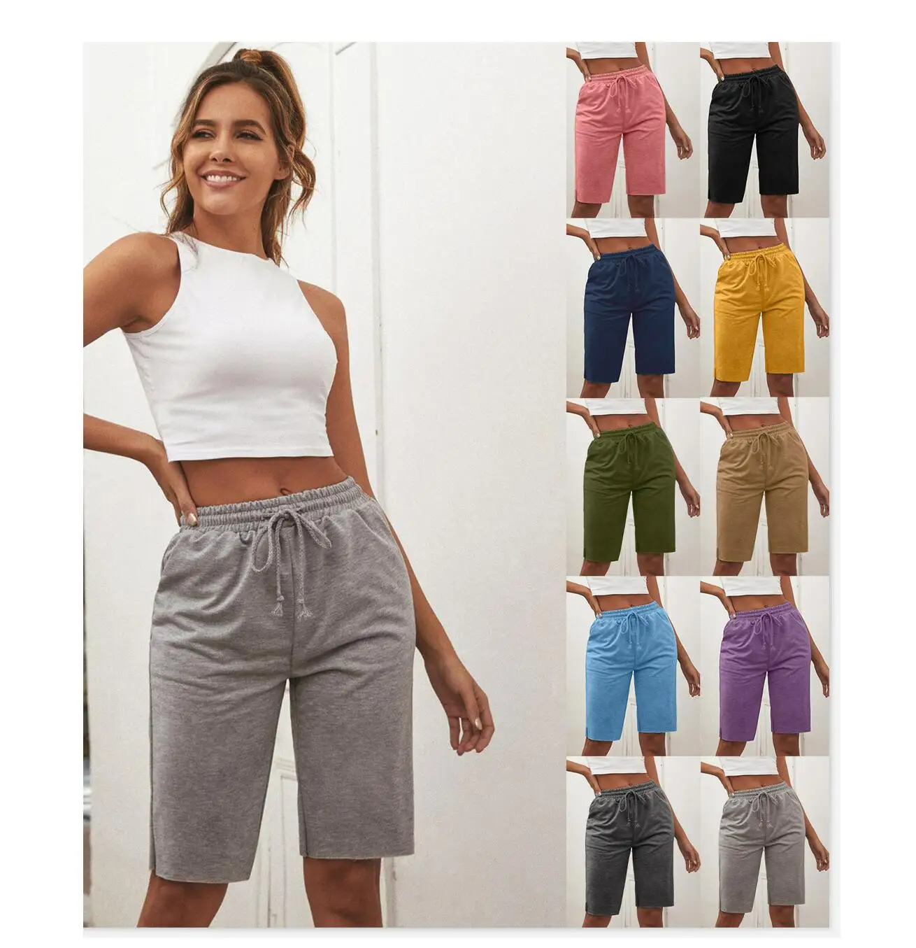 

Summer custom women jogger custom logo ins casual multicolor sports yoga sweat shorts