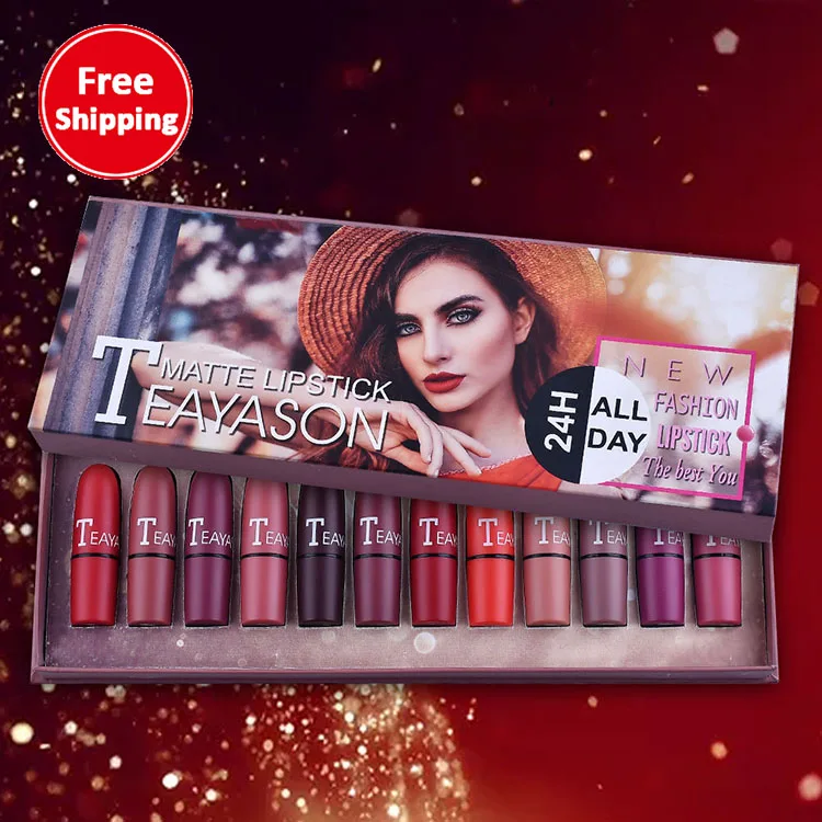 

New Year Valentine's Day Mother's Day custom holiday velvet matte lipstick set makeup gift sets