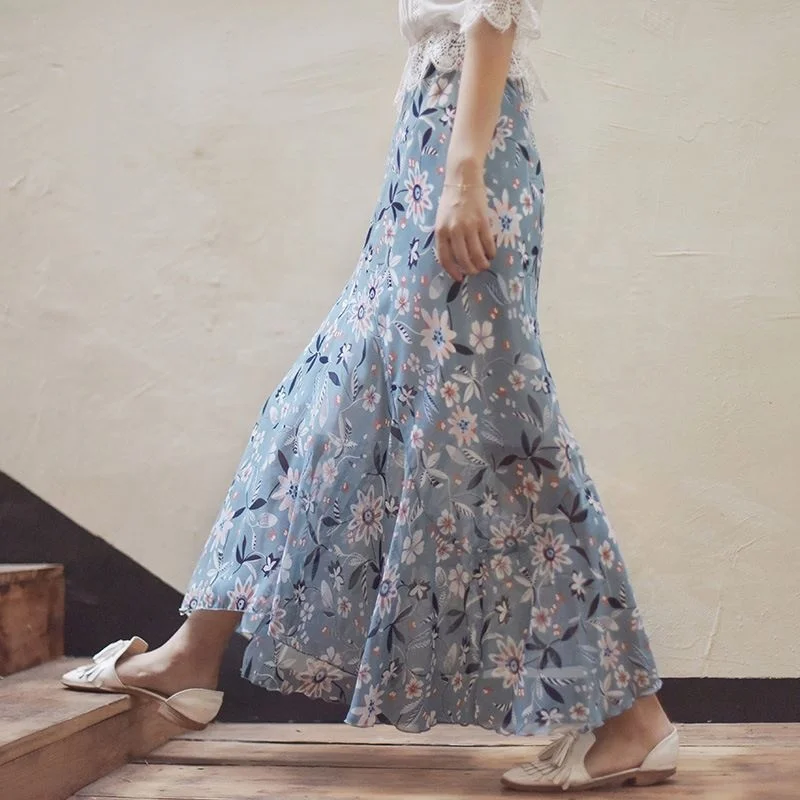 

2021 Hot Sale High Quality Chiffon Skirt Women Long Skirt Maxi