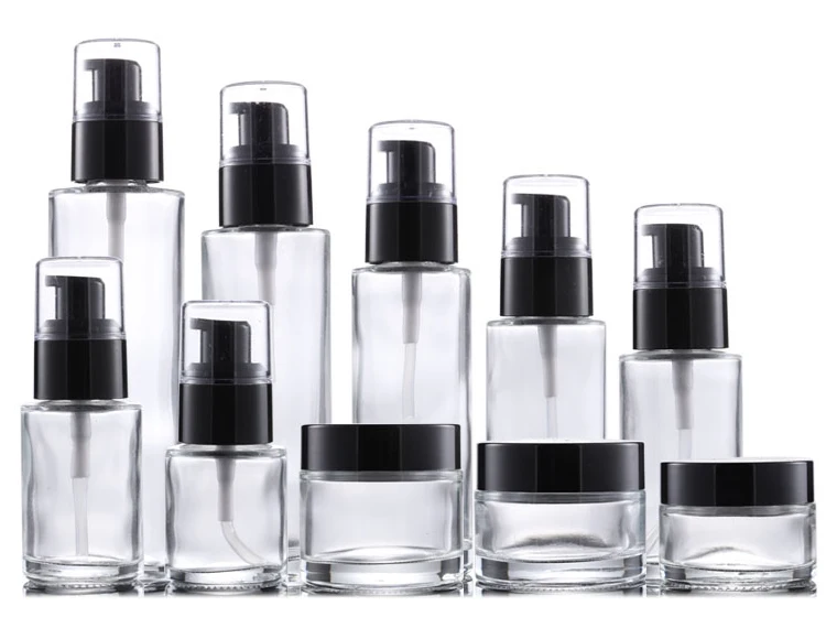 Cosmetic Skincare Packaging Clear Glass Bottle 20ml 30ml 60ml 100ml