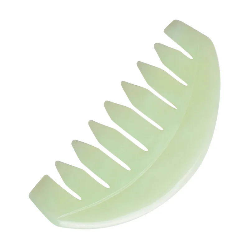 

Natural Guasha Jade Hair Comb Jade Head Therapy Massage Comb Jade Massager for Scalp Care Use at home / beauty salon