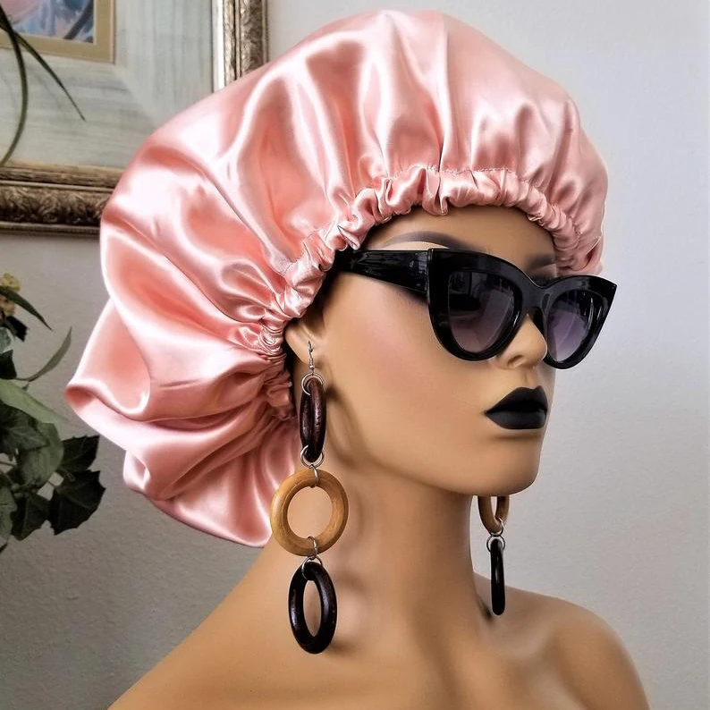

Customized Logo Women Kids Satin Bonnet Virgin Hair Extensions Bundle Wigs Sleep Protect Bonnet Sleep Hats