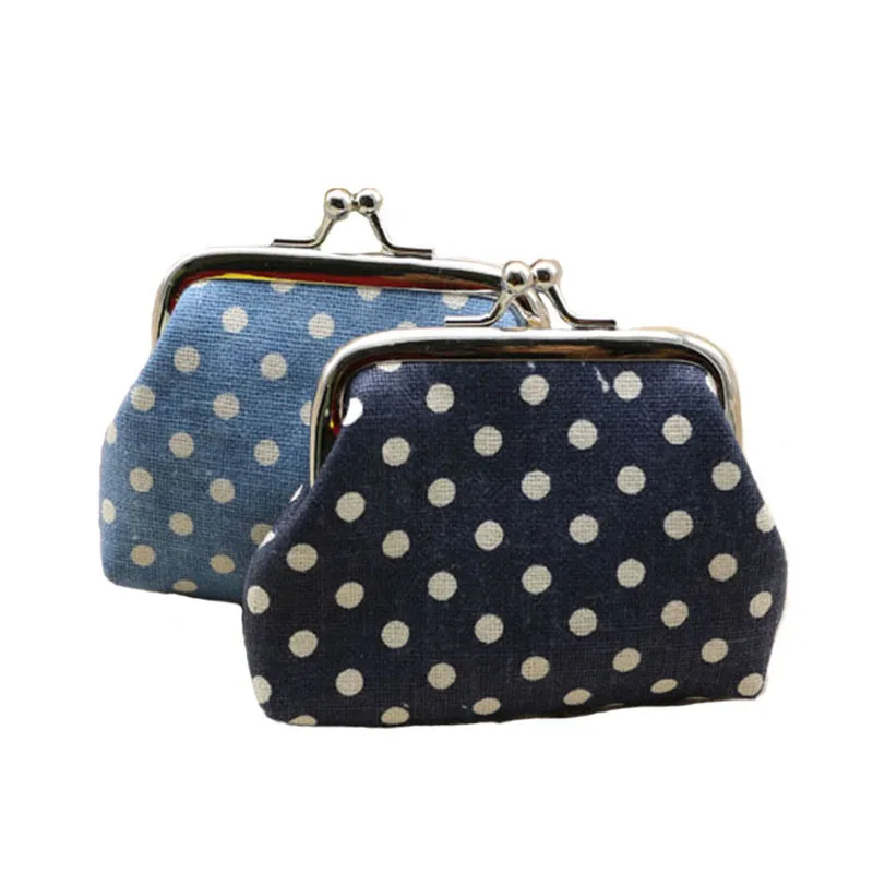 

Vintage Print Mini Canvas Antiqu Purses Cheap Kawaii Dots Coin Purse for Women