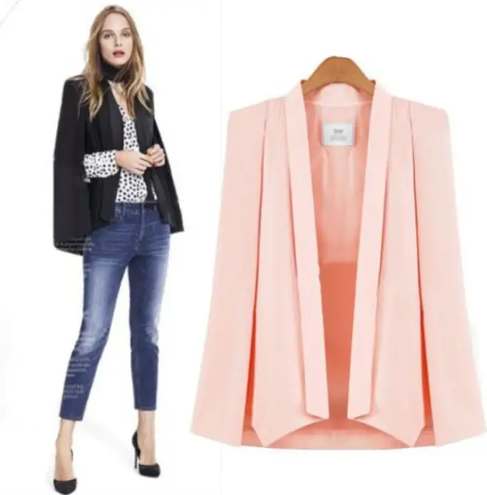 

Fashion Cloak Cape Blazer Women Coat White Black Split Long Sleeve Casual Suit Jacket Work Office Blazers C12847