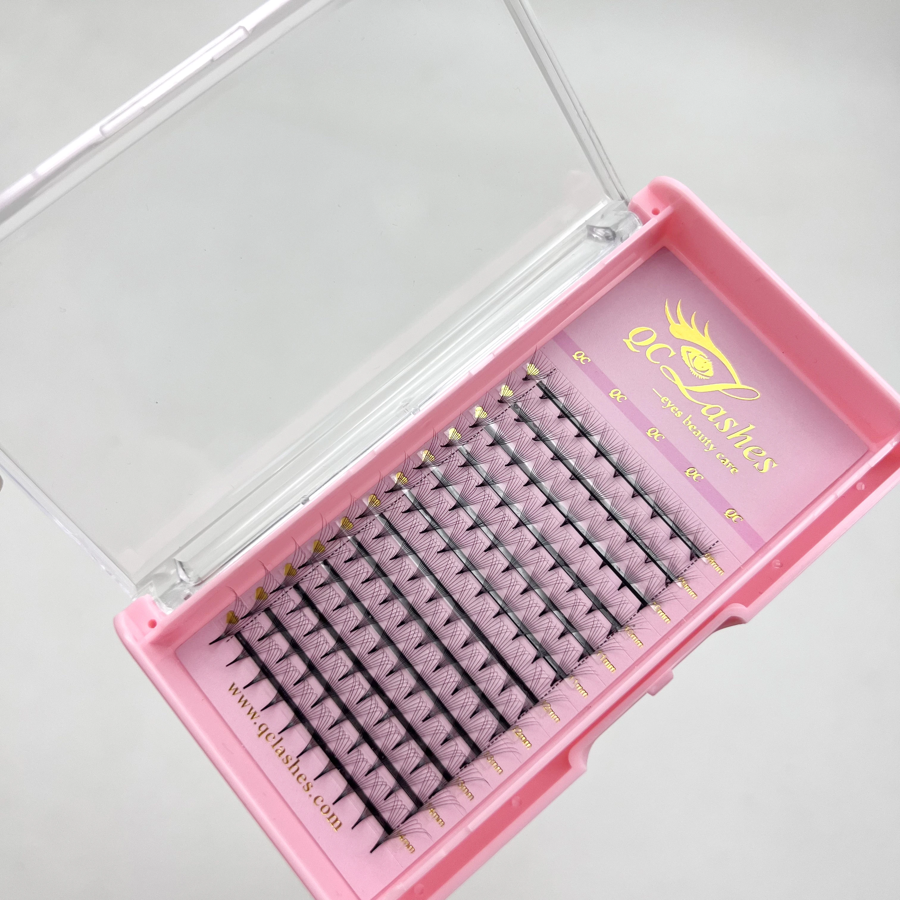 Korean PBT Fibers Mega Volume Fan Eyelash Extensions Loose CDML Curl Premade Volume Fans 0.03 Short Stem Fans Lashes