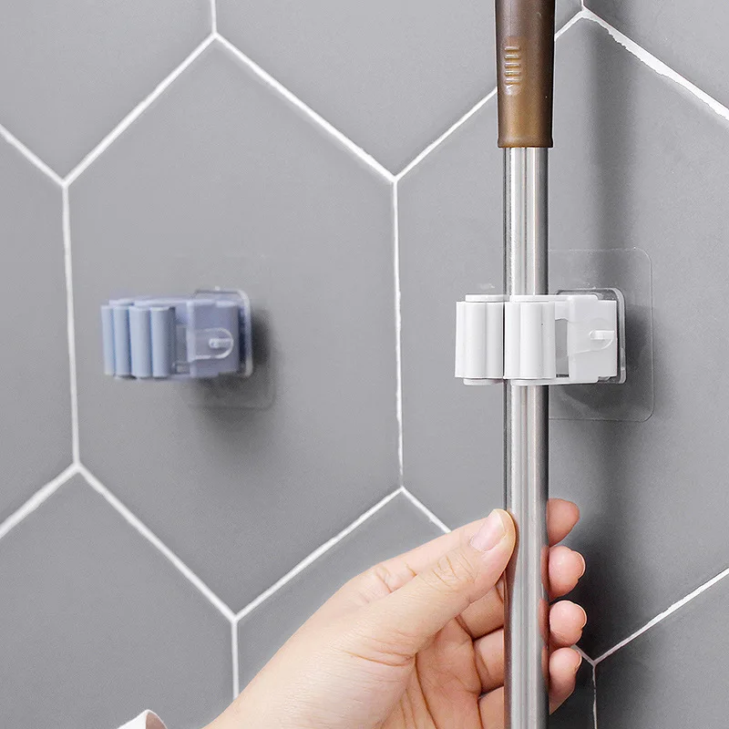 

Broom Holder Wall Mount Mop Holder Clamp Organizer Hanger Rack for Wall Anti-Slip Storage Rack Clip for Kitchen Bathroom Garage