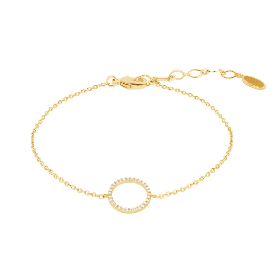 

wholesale fashion jewelry 925 sterling silver 18k gold plated elegant party circle charm bracelet