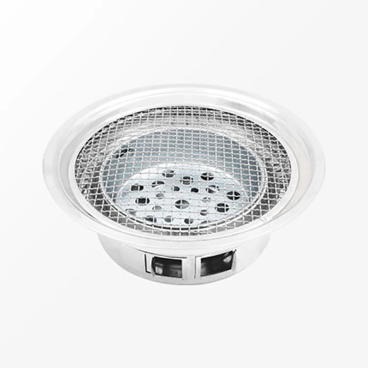 

Korean Style Commercial Smokeless Small Round Grill Charcoal Barbecue Outdoor Grill, Sliver