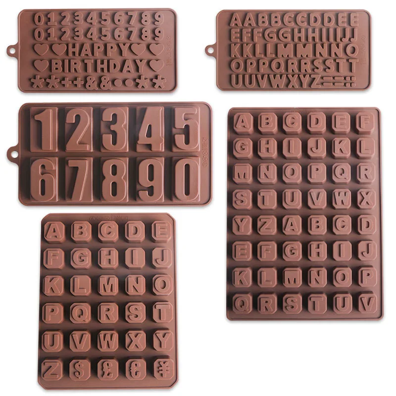 

0692 26 English Alphanumeric Chocolate Biscuit Silicone Cake Baking Mold DIY Ice Tray Crystal Epoxy, Chocolate color