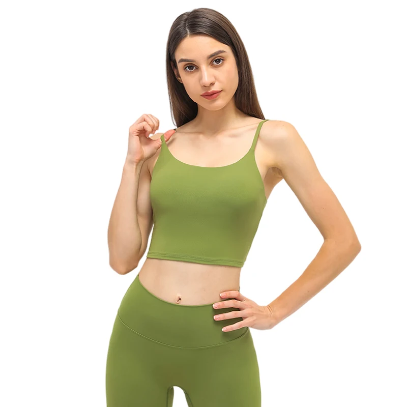 

Woman sport yoga bra top fitness with chest pad Sexy thin belt back gathered gym short vest oem, 28 color,can also inquiry customer service to get more detail picture