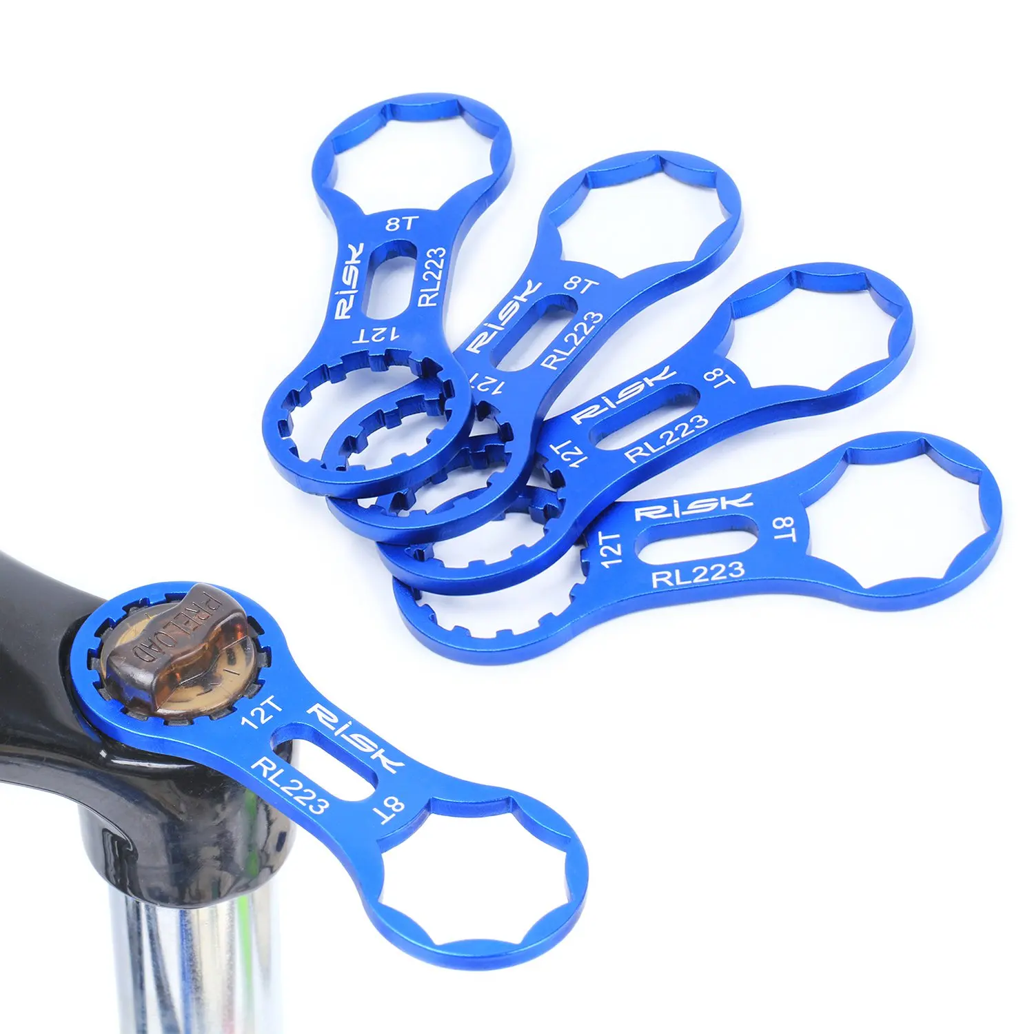 

RISK MTB Bike Suntour Front Fork Shock Absorber Repair Tool Bicycle 8T 12T Wrench for Suntour XCM XCR XCT RST Fork Removal Tool, Blue