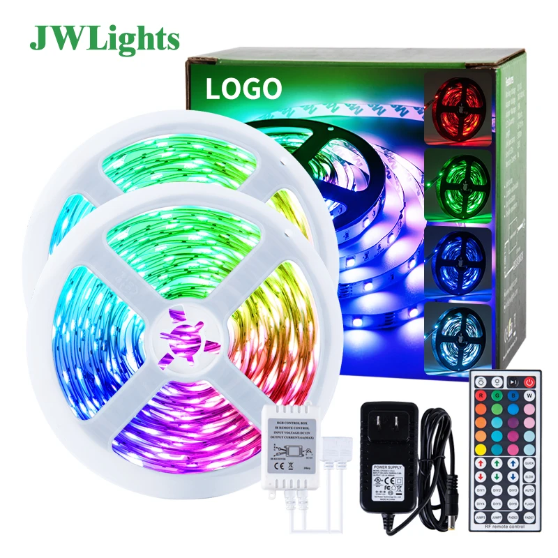 Amazon Walmart RGB LED Strip Colorful Smart Tape Lights Flexible 12V 5050 10M 5M LED Strip Light with Remote