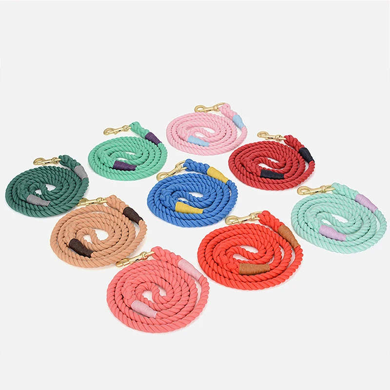 

Manufacturer wholesale thick outdoor dog rope leash multi-colors, Blue,red,pink,green,apricot,as picture