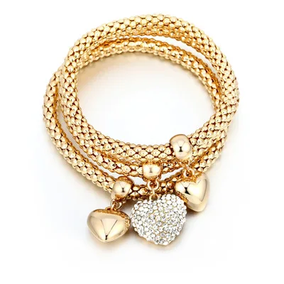 

Explosive Shambhala Stretch Bracelet Heart Shape Crystal Pendant Popcorn Tricolor Bracelet, Picture