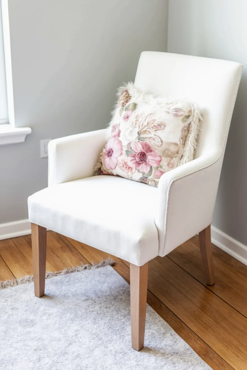 IKEA slipcover chairs around a dining table