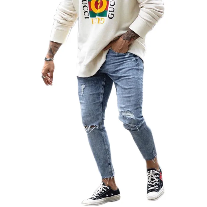 

Custom denim pants mens ripped skinny jeans homme