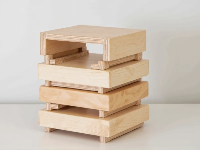 Wooden block stack system for adjustable standing desk height