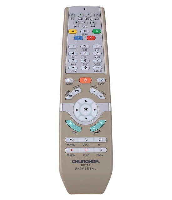 

Chunghop UR772 TV/STB universal ir remote control Infra red self learning remote, Silver