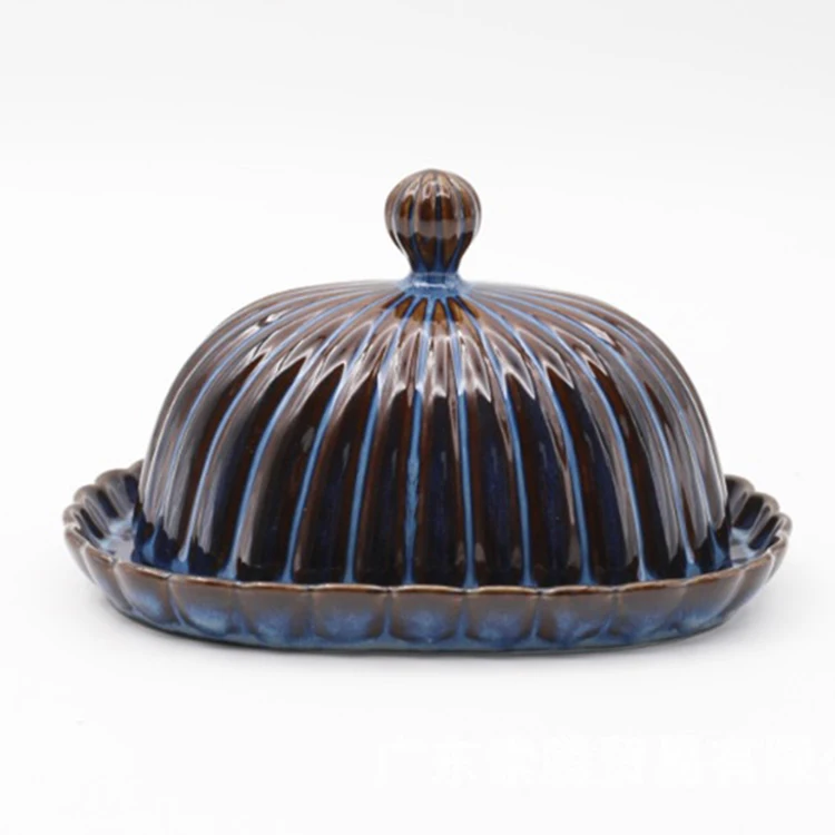 

Nordic Simple Elegant Pottery Set Glaze Color Restoring Ancient Chry santhemum Pottery Purple Blue Tableware Turkey Plate