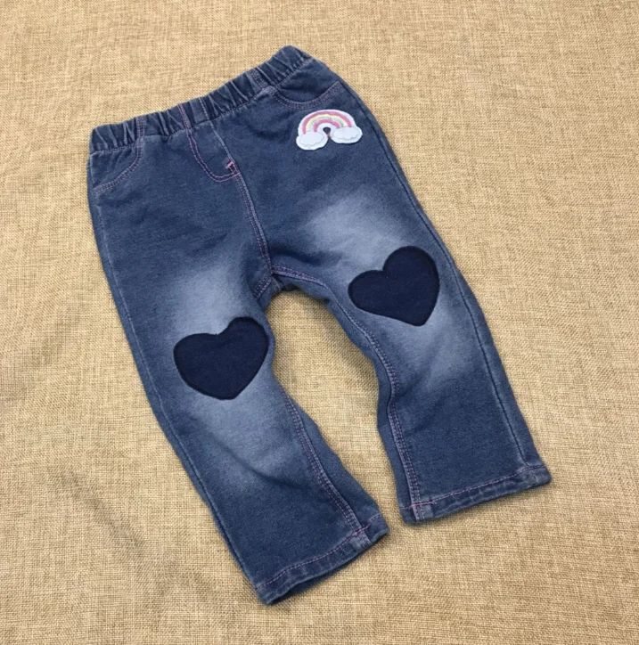 

Customized children's denim pants costume rainbow pants pockets no zipper pure cotton denim pants for girls, Kids pants denim