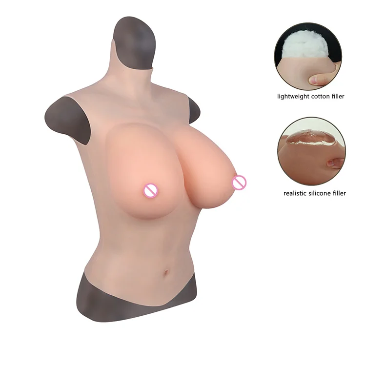 

URCHOICE Silicone breast form Transgender Crossdresser Prosthesis Artificial Chest No Oil Realistic Half body Fake boobs breast