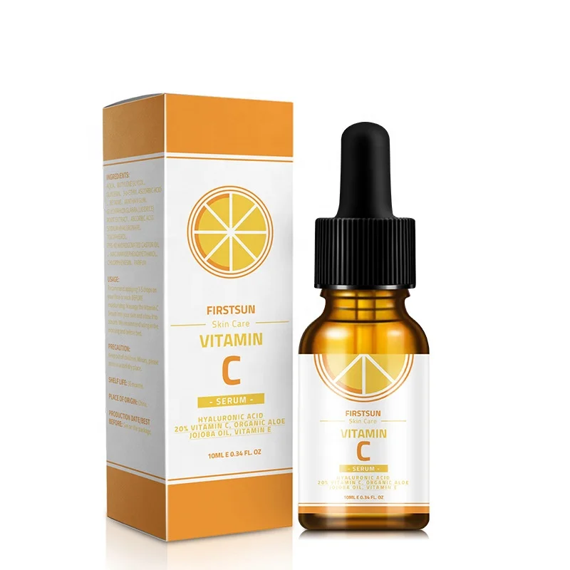 

10ml Organic Anti Aging Face Whitening Serum 20% Vitamin C Serum with Hyaluronic Amino Acid and Vitamin E for Face Care, Transparent