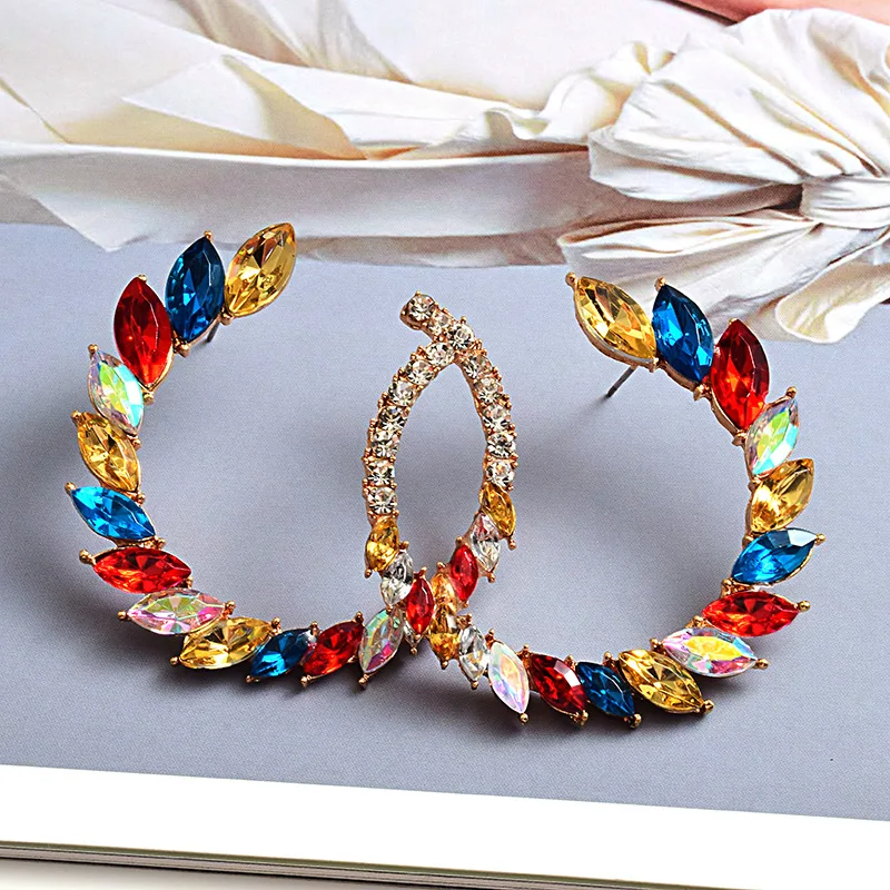 

New Colorful Rhinestone Dangle Drop Earrings High Quality Crystals Beads Earring Jewelry For Women Wholesale