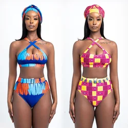 wholesale African swimwear print high waisted bikinis atacados 2 piece swimsuit 2021