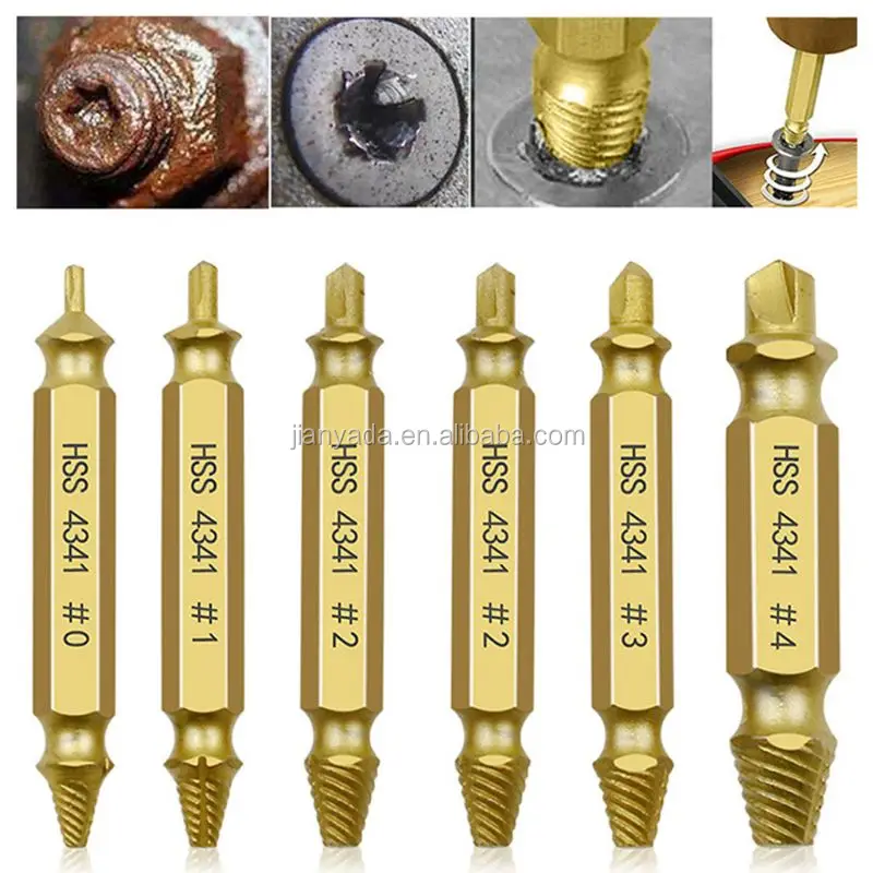 6x Broken Screw Extractor Remover Set Speed Out Drill Bits Damaged Stripped Tool 