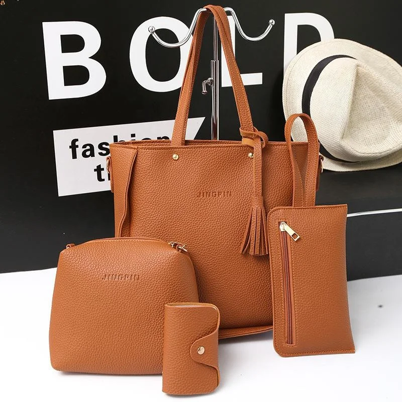 

2021 New Fashion Composite Bags 5 Colors Tassel Matching Women Handbag Ladies Purse Set, Picture