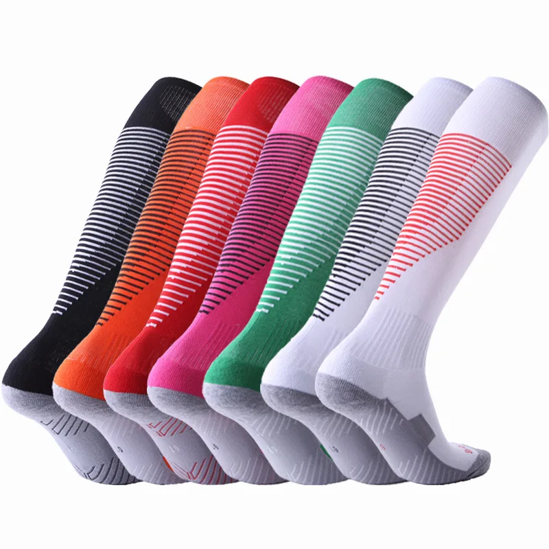 

Hot Selling Football Sports Socks Knee High Towel Bottom Anti Slip Quality Soccer Socks for Adults Kids in Stock, Optional