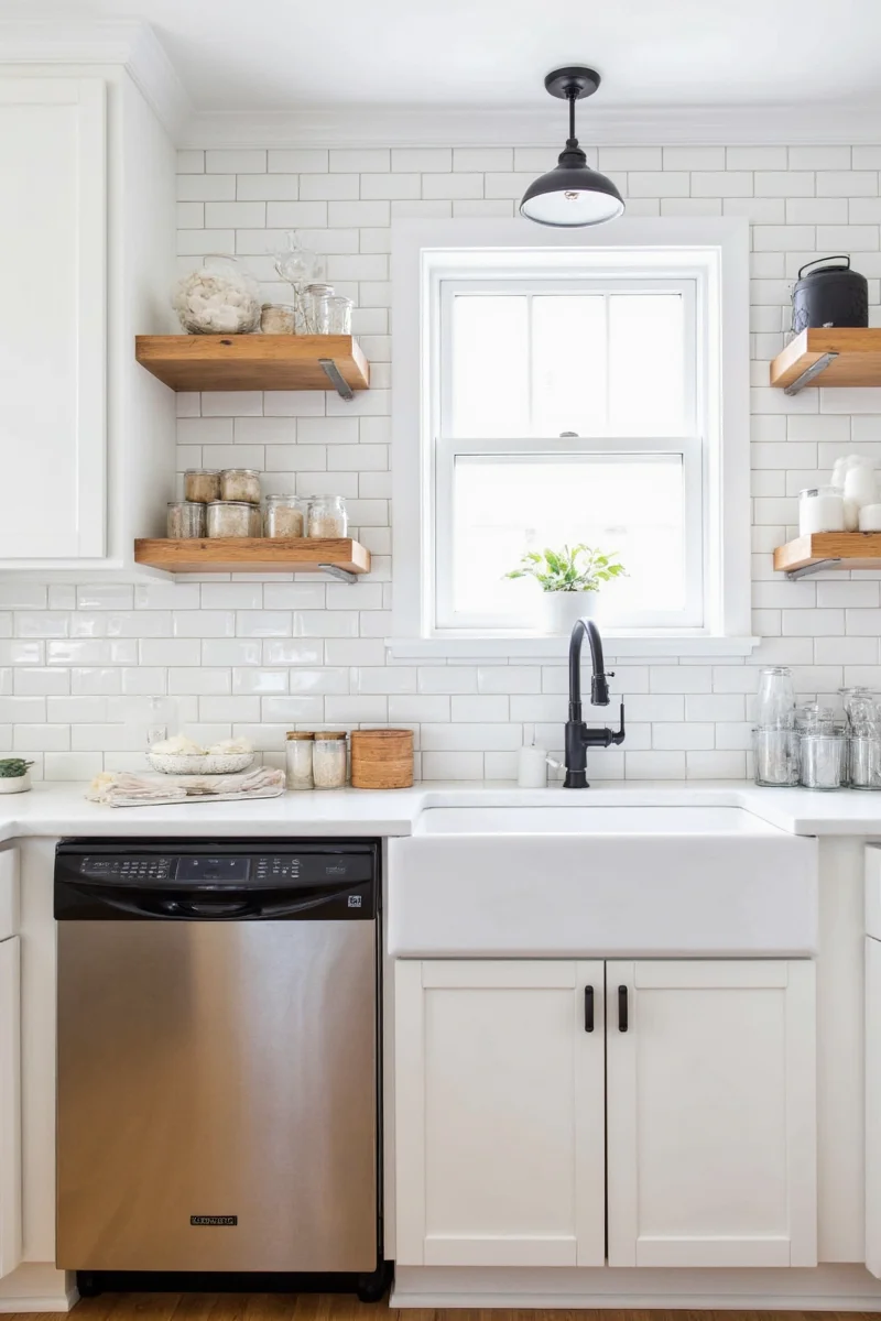 herringbone pattern subway tile kitchen