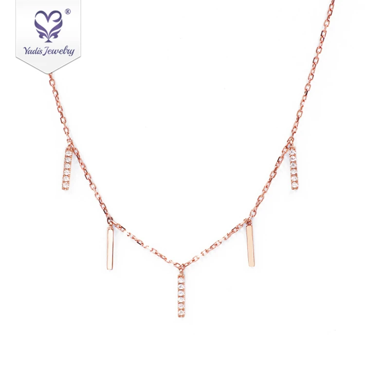 

Yadis bohemian new design tassel jewelry chain 14k rose gold moissanite women necklaces pendant