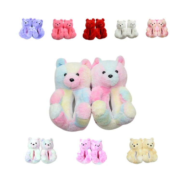 

New Arrival fluffy little girl teddy bear slipper teedy bear slippers, Any color available